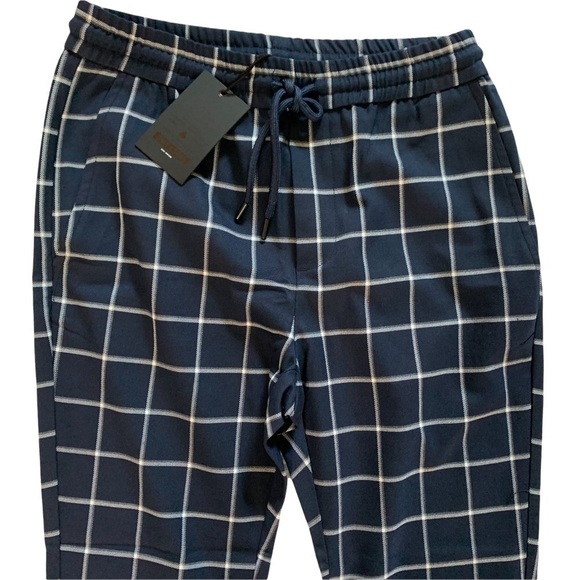 ASOS Only & Sons Check Trouser With Drawstring in Blue and Windowpane Print Sm. - Picture 4 of 11